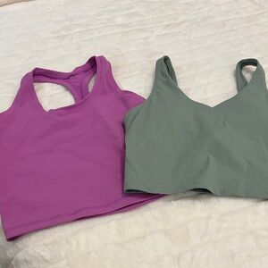 Purple and Green Sports Bras